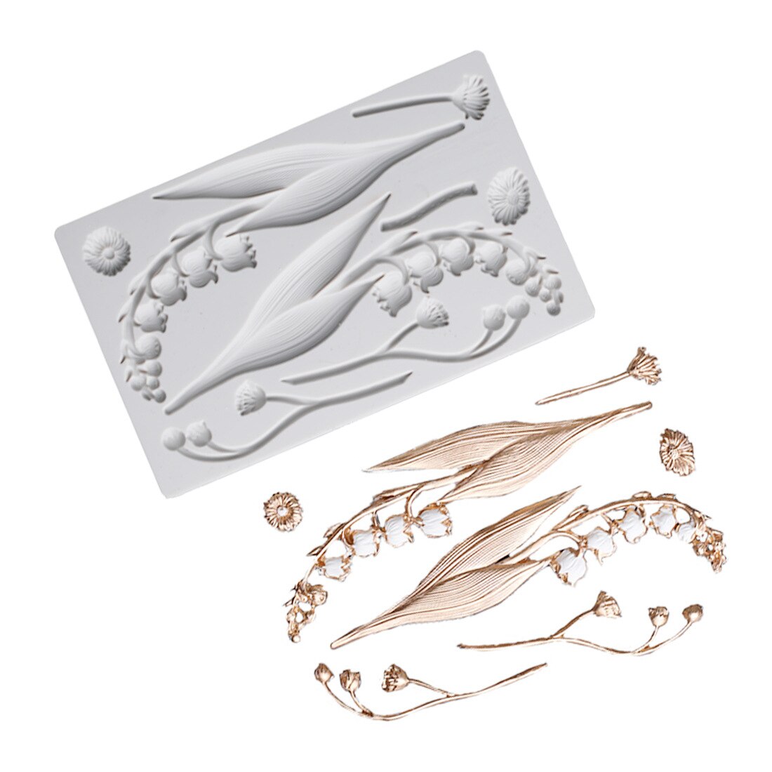 Camélia peônia rosa magnólia flor de cerejeira molde de silicone fondant bolo ferramenta de decoração sugarcraft ferramenta de cozimento de chocolate para bolo: lily of the valley