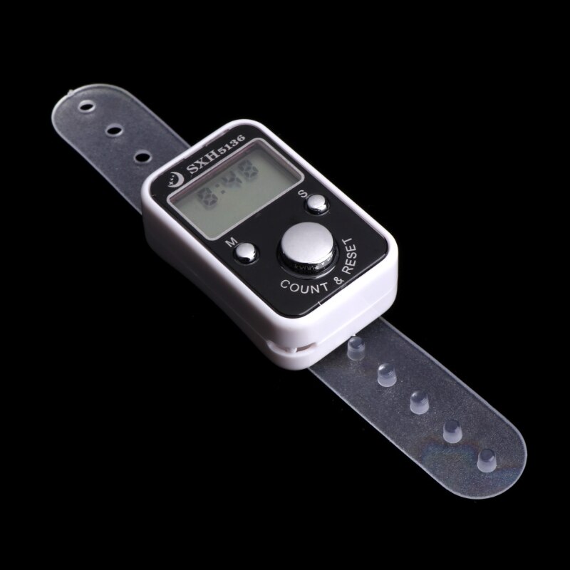Digital For Golf Sport Finger Hand Held Ring Tally Counter w/ Clock Time LCD Screen Display 5 Digit Small Digit Counters