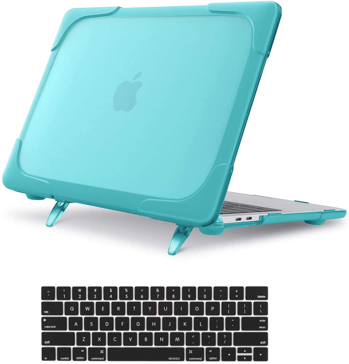 Mosiso Laptop Case Voor Macbook Pro 13 Inch A2159 A1989 A1706 A1708 Zware Plastic Hard Shell Cover Met Vouw kickstand: Turquoise