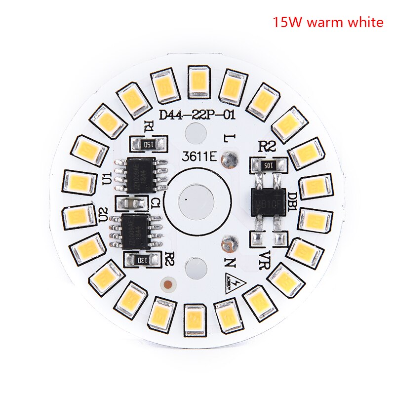 220V LED Bulb Patch Lamp SMD Plate Circular Module Light Source Plate For Bulb Light: 15w warm white