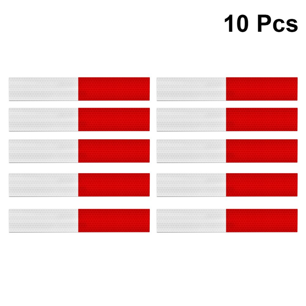 10pcs Truck Reflective Mark Sticker White and Red Safety Warning Mark Car Styling Tape Sticker(White Red)