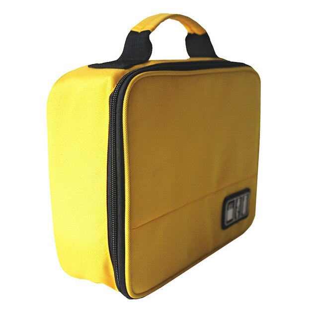 Qiaqu Elektronische Accessoires Nylon Heren Reistas Organisator Voor Datum Lijn Sd-kaart Usb Kabel Digitale Apparaat Zak: YELLOW