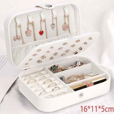 Organisateur de bijoux boîte à bijoux à glissière bijoux cercueil Portable maquillage stockage multi-couche maquillage organisateur beauté voyage boîte: Blanc-A