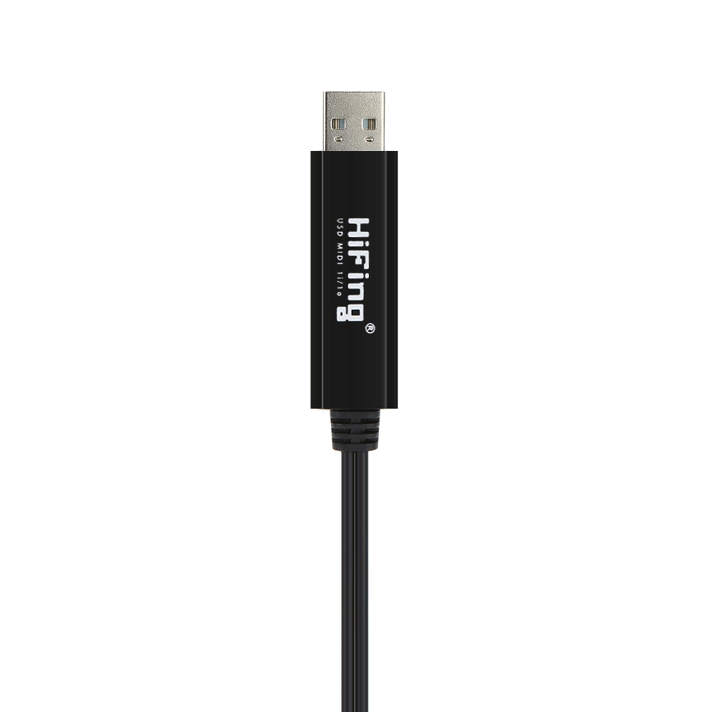 HiFing USB IN-OUT MIDI Cable One In One Out Interface 5 Pin Line Converter PC to Music Keyboard Adapter Cord Black