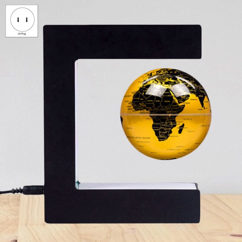 Floating Globe Globe World Map Magnetic Levitation Globes C-Frame Golden LED English for Kids US Plug