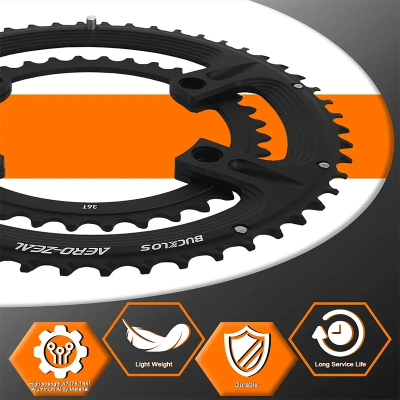 BUCKLOS Bicycle Chainwheel 110BCD Bike Crown Chain Ring Road Bike Double Chainring 50-34T 52-36T 53-39T 4/5 Claws Tooth Plate