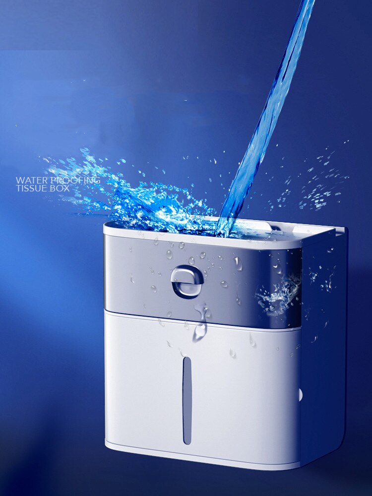 Self-Stick Waterproof Wall Toilet Paper Box Toilet Paper Towel Rack Toilet Household Pumping Free Punch Box Home