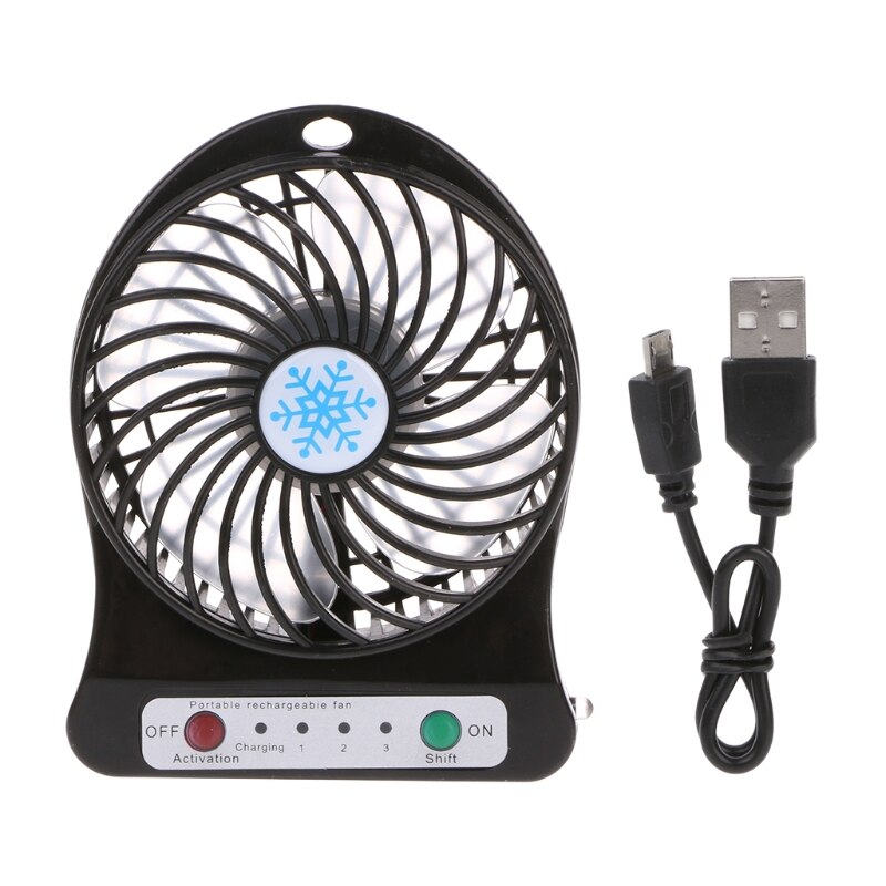 Portable LED Light Fan Air Cooler Mini Desk USB Fan Third Wind USB Fan: black