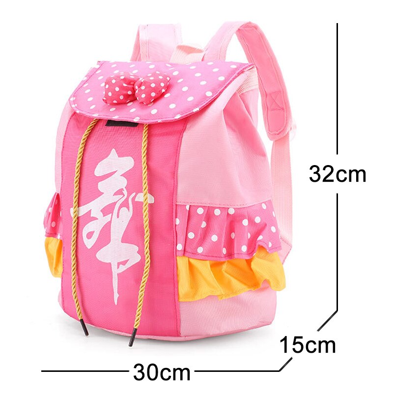 Rosa Kinder Mädchen Ballett Dance Tasche Studenten Schule Rucksack Dot Bogen Spitze Tiered Rüschen Kinder Schule Taschen Mädchen Rucksack Licht
