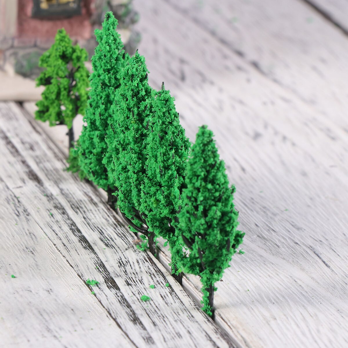 50pcs Model Trees Park Pine Poplar Forest Pagoda Miniature Diorama Micro Layout Scenery Decoration Mininatures