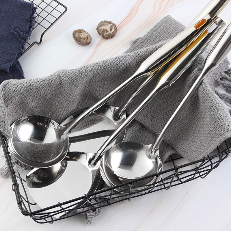 Cuchara de acero inoxidable para sopa, juego de cucharón, espátula, pala, platillos, cuchara para cocina, utensilios