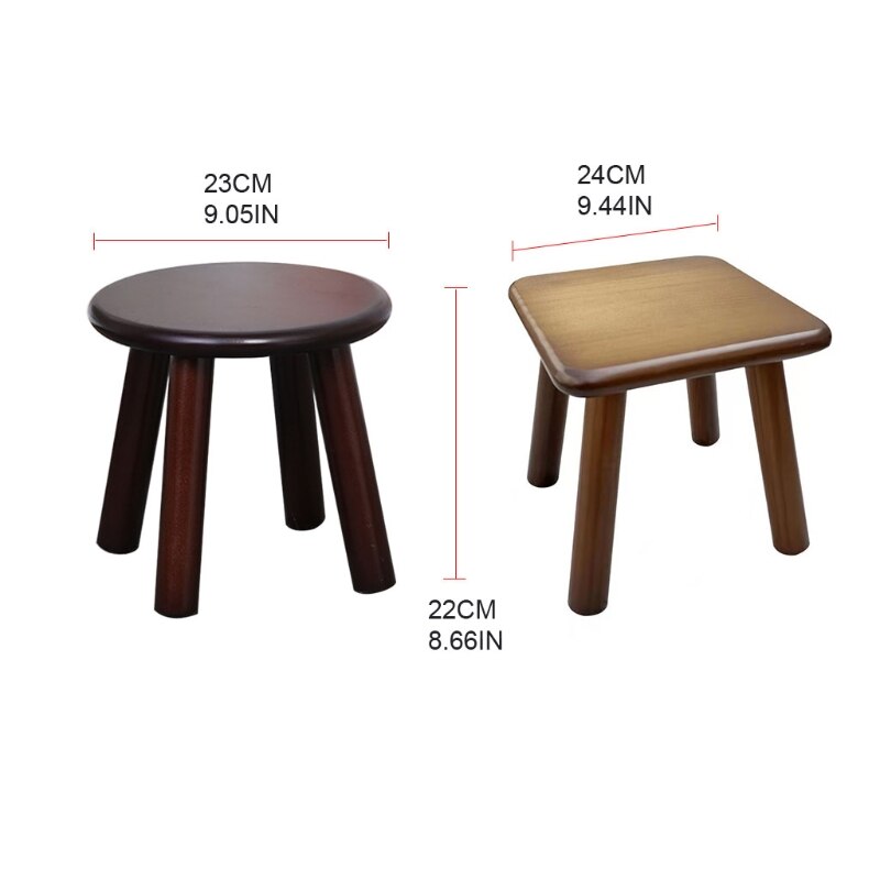 Taburete pequeño con cambio de madera maciza para niños y adultos, taburete cuadrado para cambio de zapatos, mesa de té, moderno y