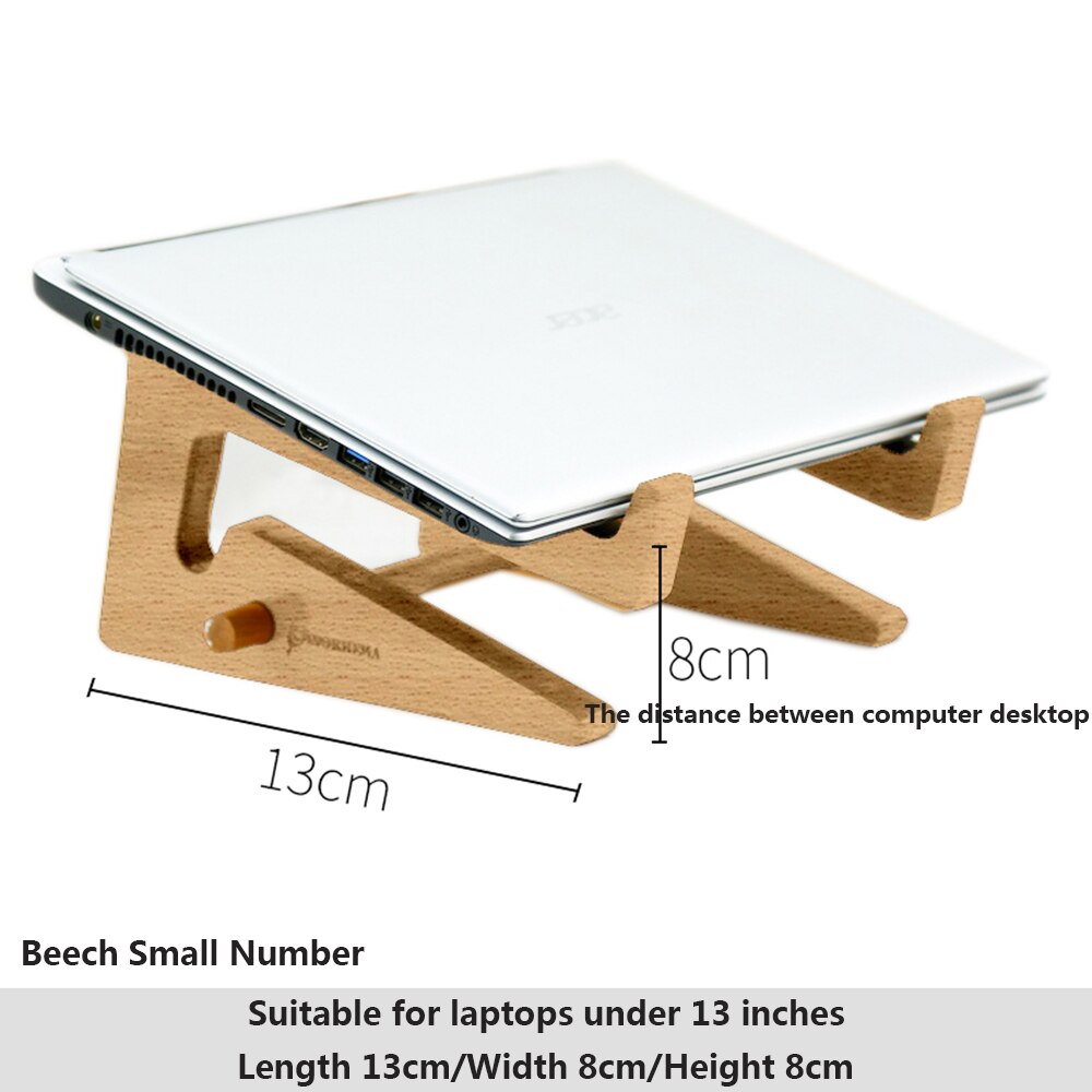 Wood Laptop Stand Increased Height Stand For Macbook Pro Air 13 IPad Pro Vertical Base Cooling 17.3 15.6 14 Inch Notebook Holder: Beech Wooden Small