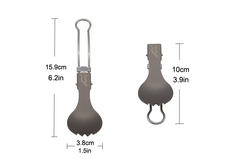 Apg titanium spork hopfällbar sked gaffel utomhus camping servis middag bestick redskap sked