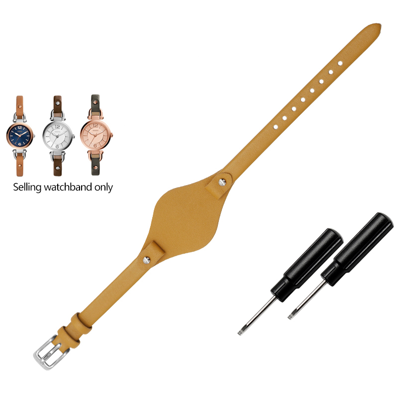 Correa de reloj de cuero de , 8mm, especial para correa femenina fósil ES3077 ES2830 ES3262 ES3060 ES4119 ES3148, pulsera Wonmen: Blue