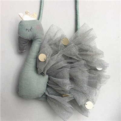 Lindo monedero para niños Kawaii Swan/Pig/Bird/Doll, bolso cruzado de encaje para niño y niña, monedero pequeño de cero, bolso de para niños: gray swan