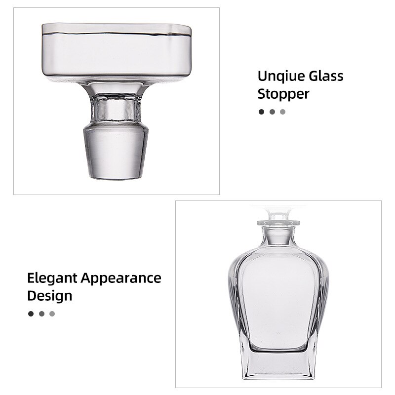 luxury lead-free Crystal glass whiskey decanter set with 6 Pcs whiskey wine glass for Alcohol Bourbon Scotch 7 Pcs Set 220408-08