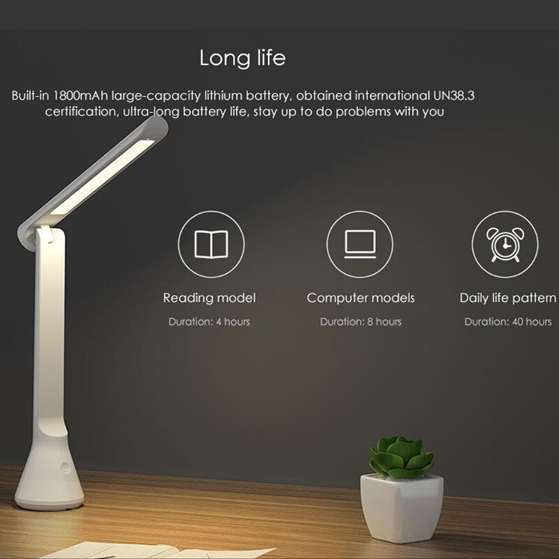 Yeelight USB Opvouwbare Tafellamp - Draagbaar, 40 Uur Batterij, 3 Dimbare Niveaus, Oogbescherming
