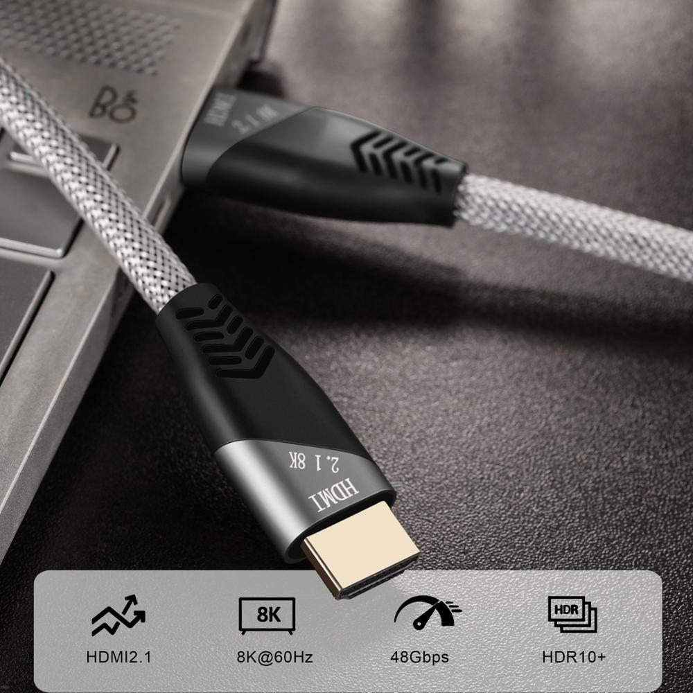 Hdmi 2.1 kabel 8k/60hz 4k/120hz 48 gbps hdcp 2.2 hdmi kabel ledning til  ps4 splitter switch box extender video 8k hdmi 2.1 kabel
