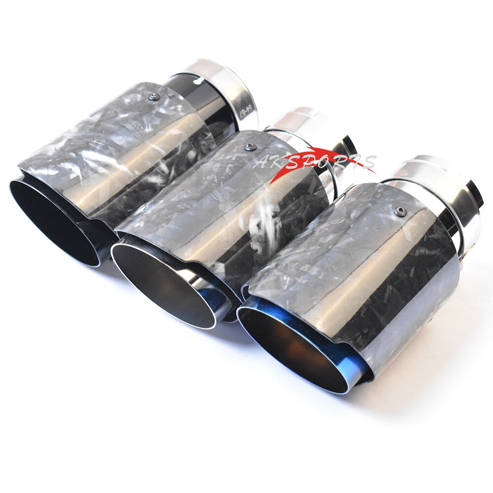 1 Pc Auto Stijl Gesmeed Fiber Carbon Roestvrij Staal Blauw Uitlaat Pijp Glossy Uitlaat Tip Voor E63 E90