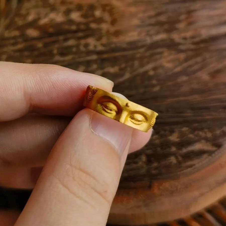 Anillo de media cara de Buda Speak No Evil, accesorios budistas, anillo abierto ajustable gótico hecho a mano, joyería de Unisex, de bendición