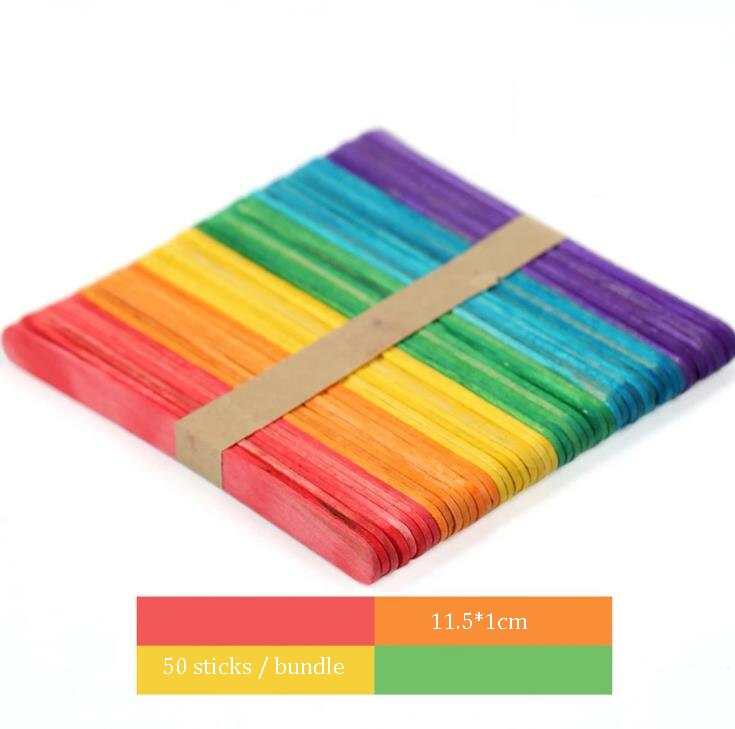 50Pcs Diy Model Maken Hout Chips Sticks Popsicle Ijs Stok Kleurrijke Ambachtelijke Creatieve Educatief Speelgoed Kinderen: E