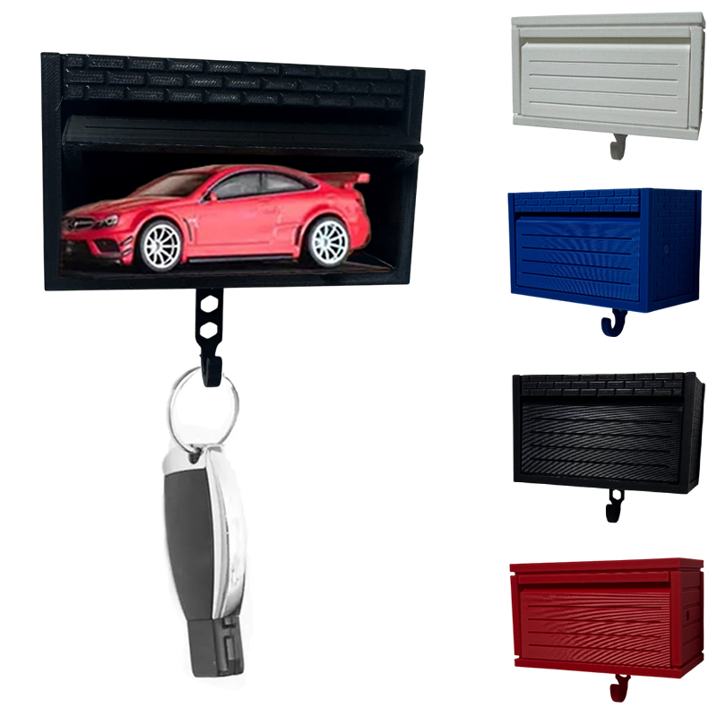 Porta-chaves de garagem para carro com porta de abertura, porta-chaves para pendurar na parede, organizador de chaves impresso em 3D, autoadesivo (modelos de carro não incluídos)