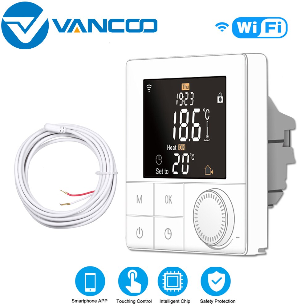 Vancoo wifi termostat 220v temperaturregulator digital elektrisk golvvärme smart termostat smart hemstyrning: Default Title