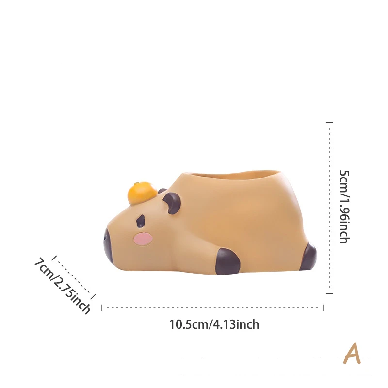 Bonito capivara pequeno vaso de plantas resina suculenta plantador para mesa escritório em casa mini ornamento jardim fadas vaso decoração: Branco