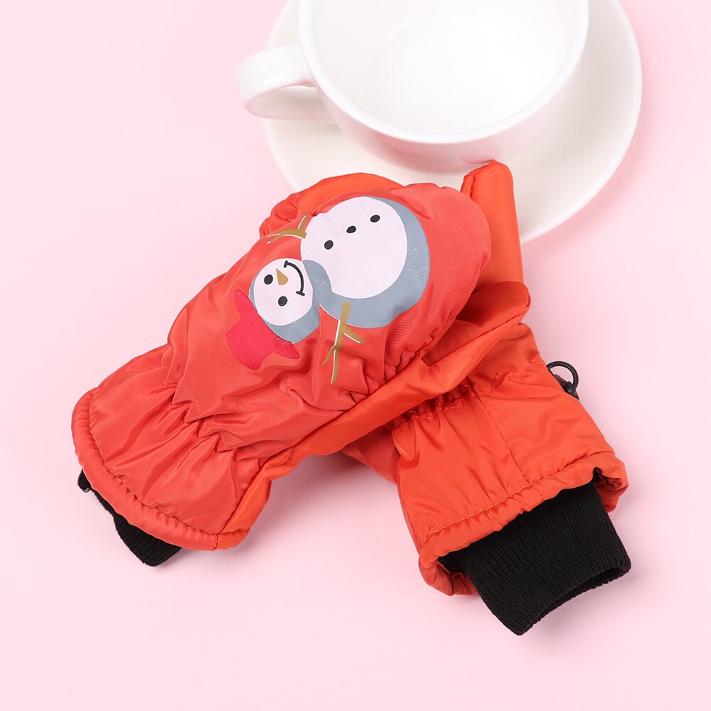 0-5 ans enfants gants de Ski mignon dessin animé bonhomme de neige hiver épais velours tricoté mitaines coupe-vent anti-dérapant Sports de plein air gants
