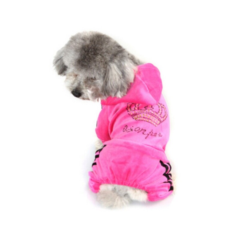 Velvet kæledyr hundetøj sweatshirts rhinestone krone slid luksus dyr jumpsuit til chihuahua yorkshire hvalpe forsyninger