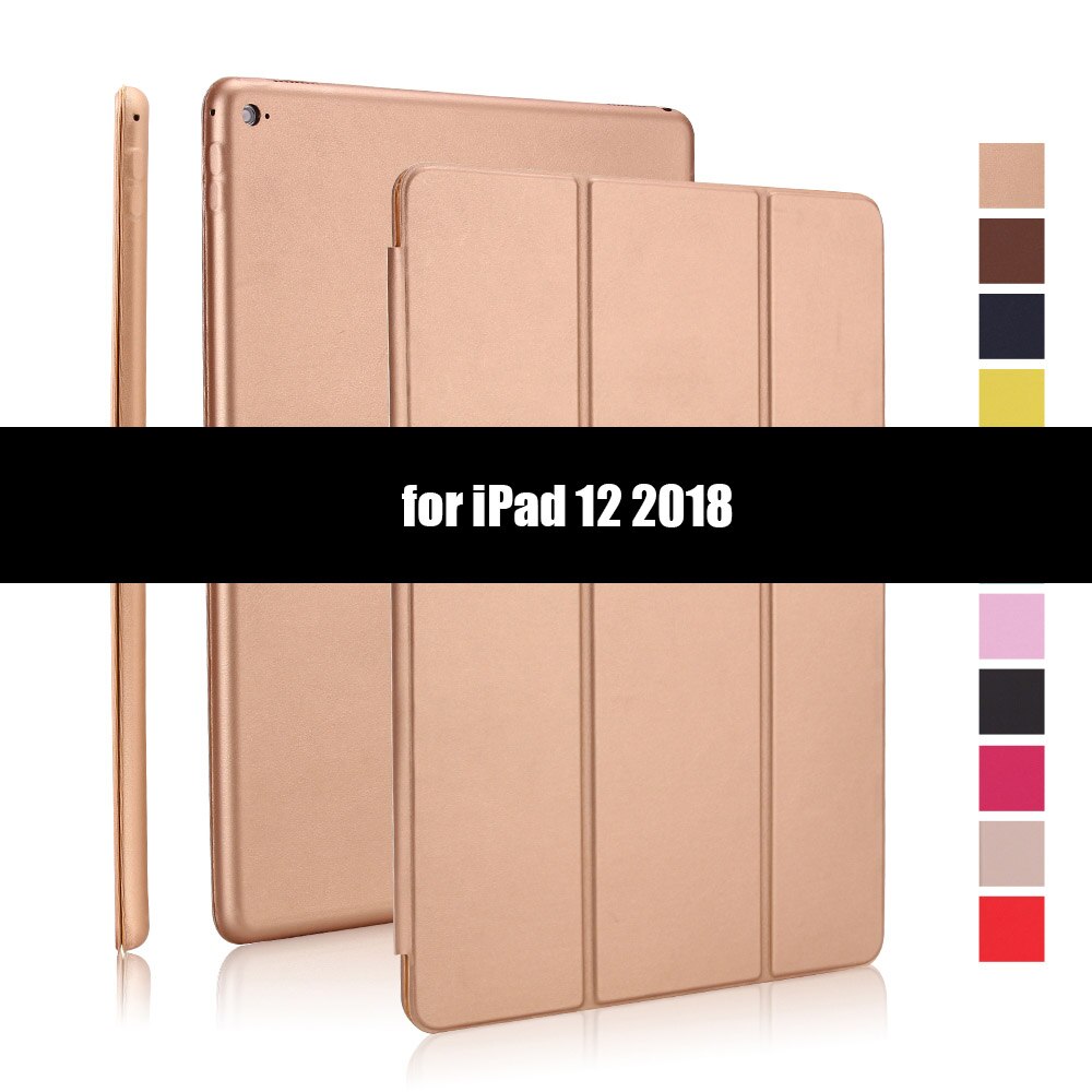 Ultradunne smart case cover voor ipad pro 12.9 12.9 inch magnetische pu-leren opvouwbare folio-hoes voor ipad 12.9: Goud -2