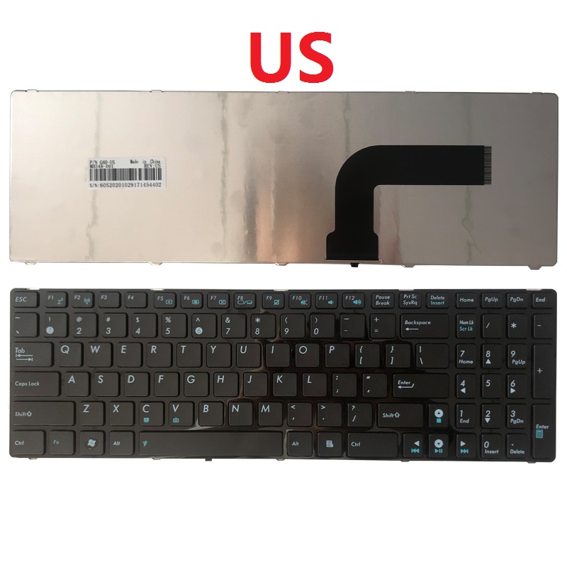 US/FR/French/GR/German Laptop Keyboard for ASUS K52JK K52JR K52F X55VD G73 G73JH N73 K55N 0KNB0-6212US00 MP-10A73US-9201W: US