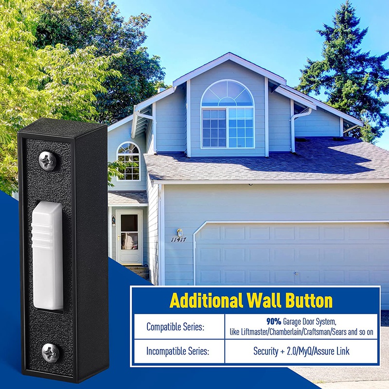 Universal Garage Door Opener Switch 41A4166 Wired Lighted Wall Mounted Push Button Black Finish with White Center Button