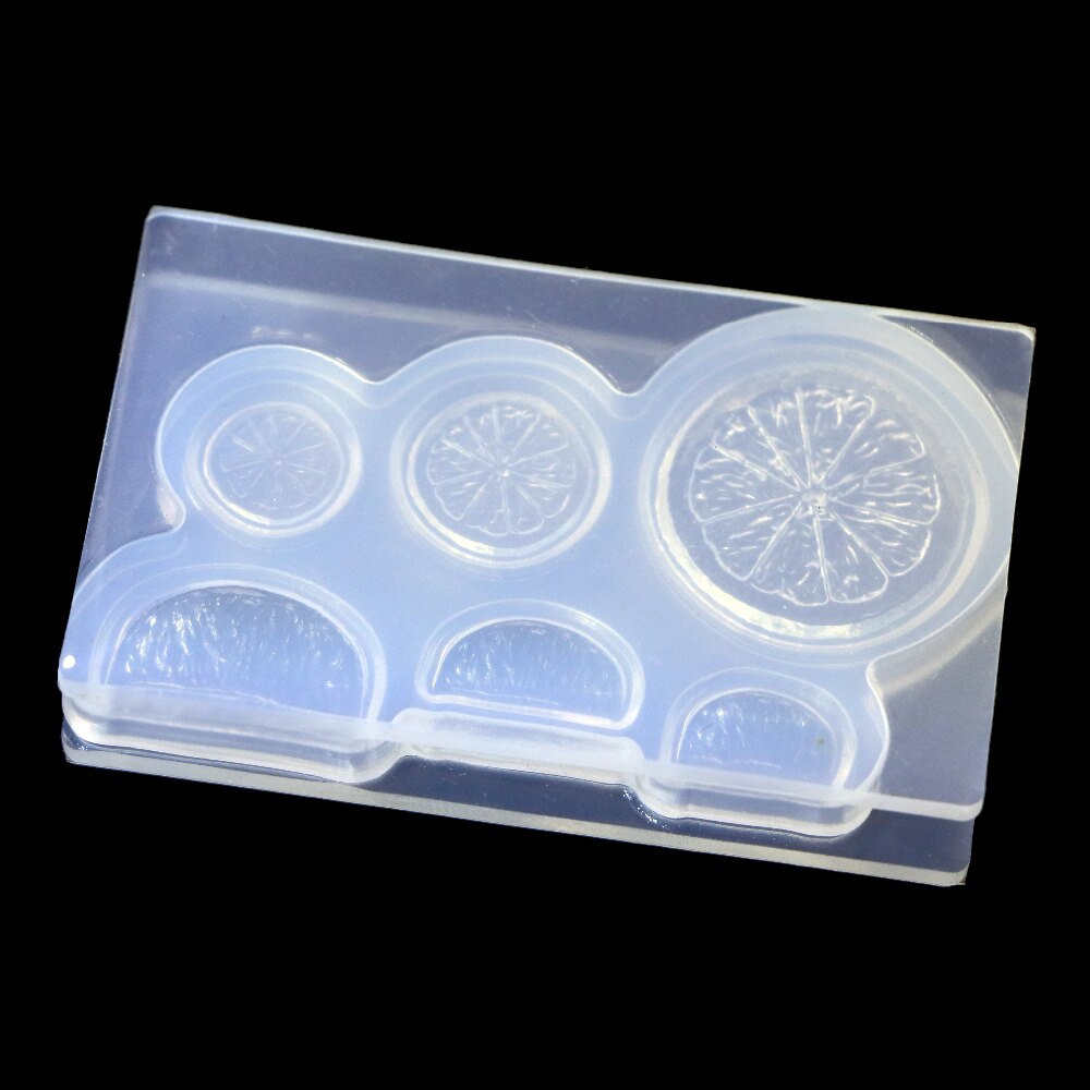 Stereoscopische, doorzichtige siliconen diy mini-set met citroenschijfjes, mal voor het maken van epoxyhars sieraden, fruit siliconen mal