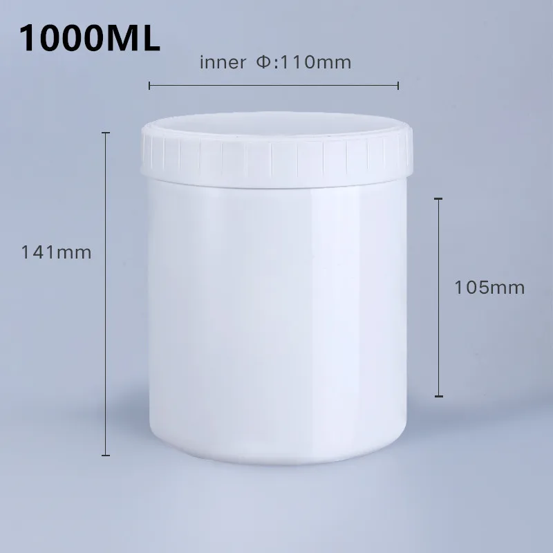 Lege 1000ml plastic potten met deksel voedselveilige bewaardoos luchtdichte verpakking fles 1 st.: 1l witte b