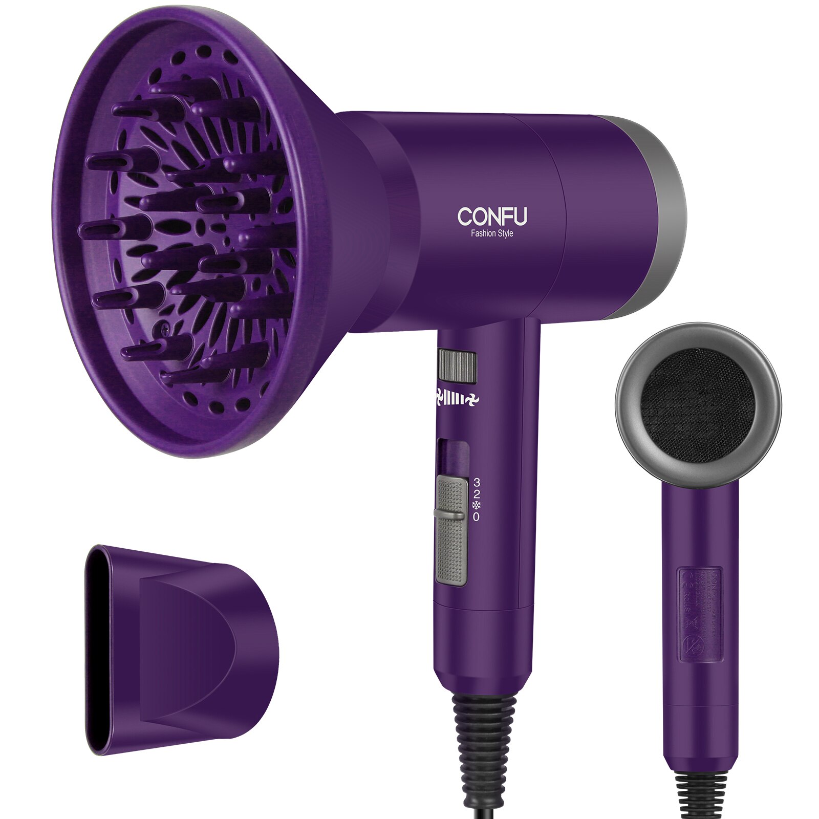 CONFU 1600W Hair Dryers Negative Lonic Blow Dryer Lightweight Powerful DC Motor Hairdryer Styling Tools for Travel Household Use
