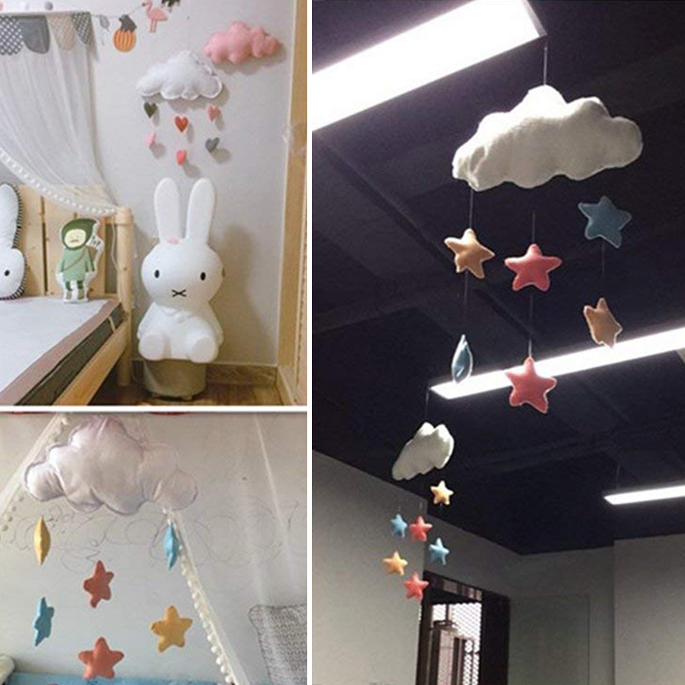 Home Decor Baby Children Bedroom Cloud Felt Loving Heart Ceiling Mobile Hanging Pendant