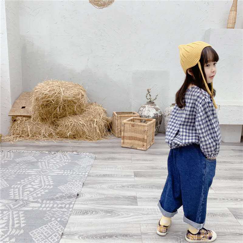 children's clothing autumn products girls Korean version of autumn clothing plaid long-sleeved shirt shirt