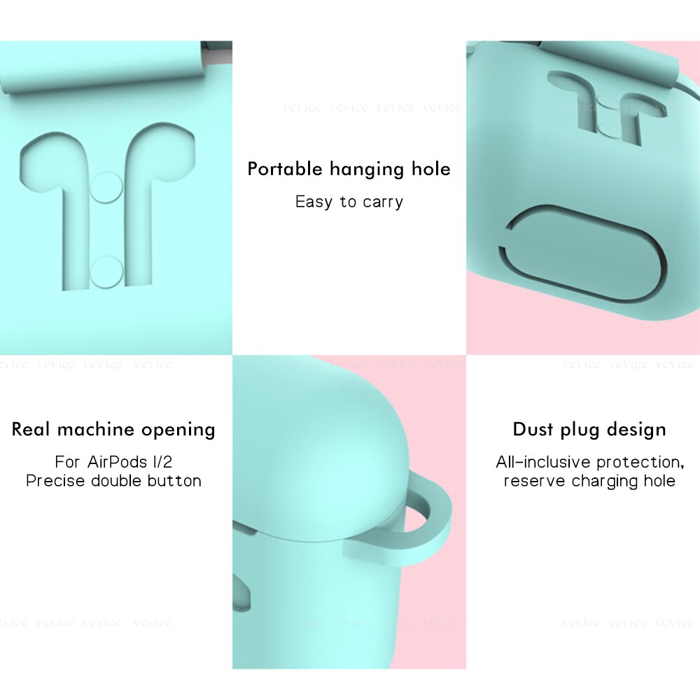 Silicone Headphone Set Anti-fall Belt Hook Case Thin Case with Hanging Buckle Earphone Headset Box for Apple Airpods 1 2