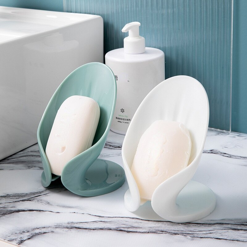 Boîte à Savon en Forme de Feuille avec Écoulement Porte-Savon, Accessoire de Salle de Bain, pour Toilette, Buanderie, Plateau de Support, Gadget, Fourniture de Lessive