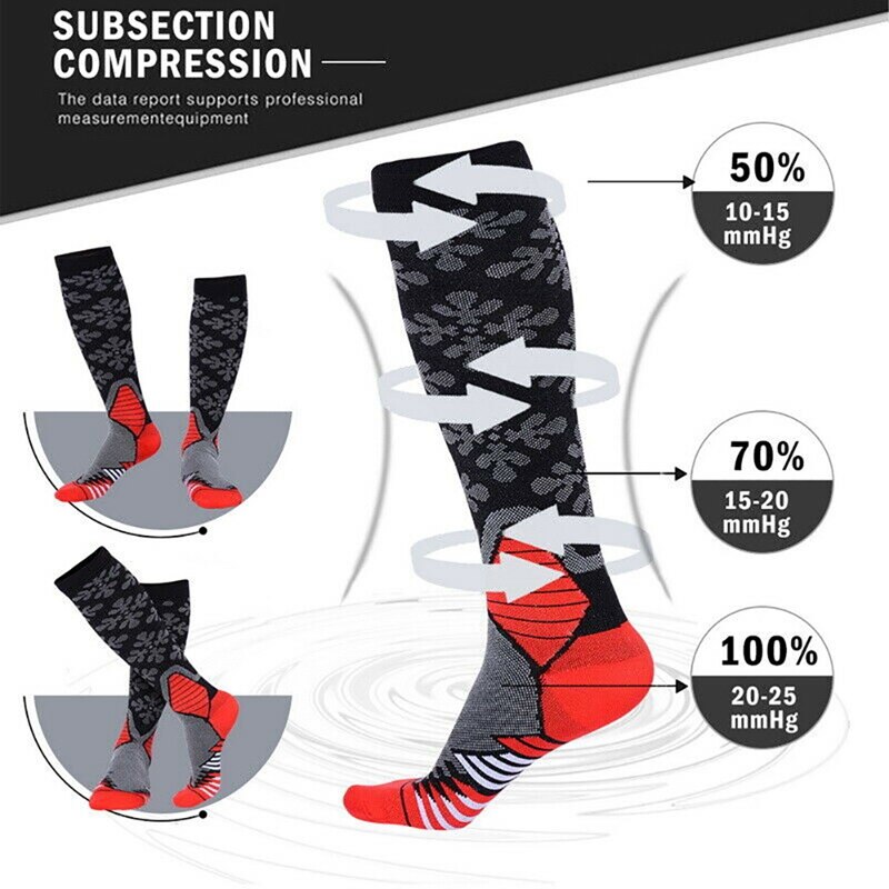 Compression Socks Knee High/Long Printed Polyester Nylon Hosiery Cycling socks For Women Men