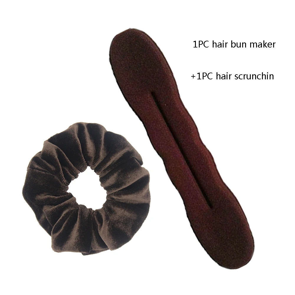 einrollen Mädchen 1PC Blumen- Punkte Lippen Stil Hase Ohren Magie Schwamm Haar Styling Brötchen Hersteller Twist Curler Werkzeug Haar-Accessoire: dunkel Grau