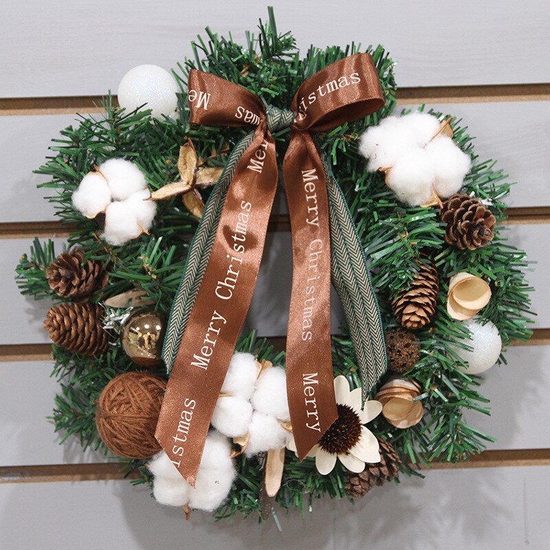 Weihnachtskranz Aus Rattan Mit Santa-Anhänger – 29 Cm, Für Tür, Wand Oder Fenster | Festliche Holz-Stoff-Deko