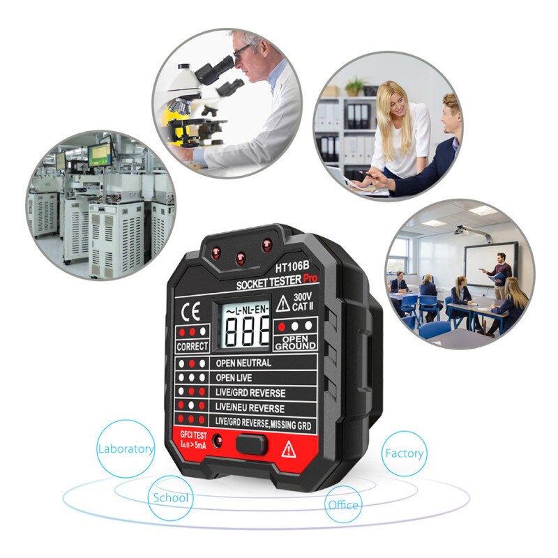 Socket Tester Digital Display Electric Fault Checker Voltage Outlet Tester Circuit Line Wall Plug Finder Circuit Breaker Finder