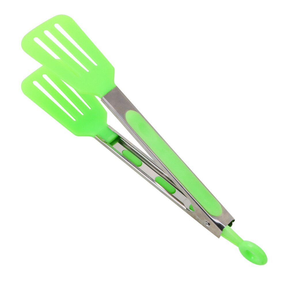 Hilife Salade Serveren Bbq Tang Non-stick Keuken Tang Siliconen Pizza Brood Steak Clip Rvs Handvat Gebruiksvoorwerp: green