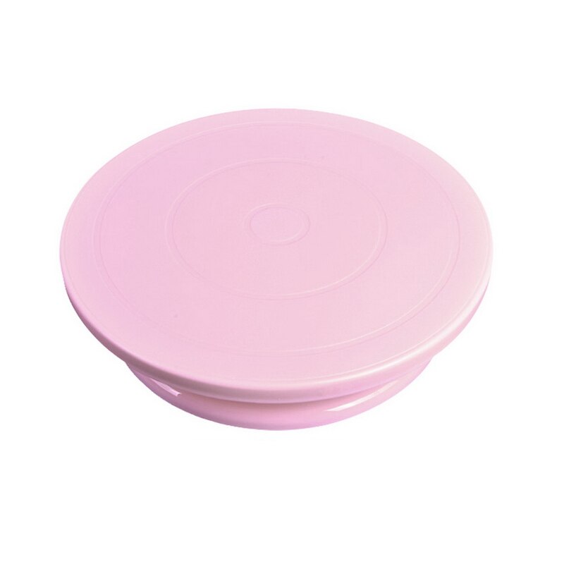 Plastik kage drejeskive roterende skridsikre rund kage ståkøkken gør-det-selv pande kage bordplade roterende kagebund bageværktøj: Lyserød