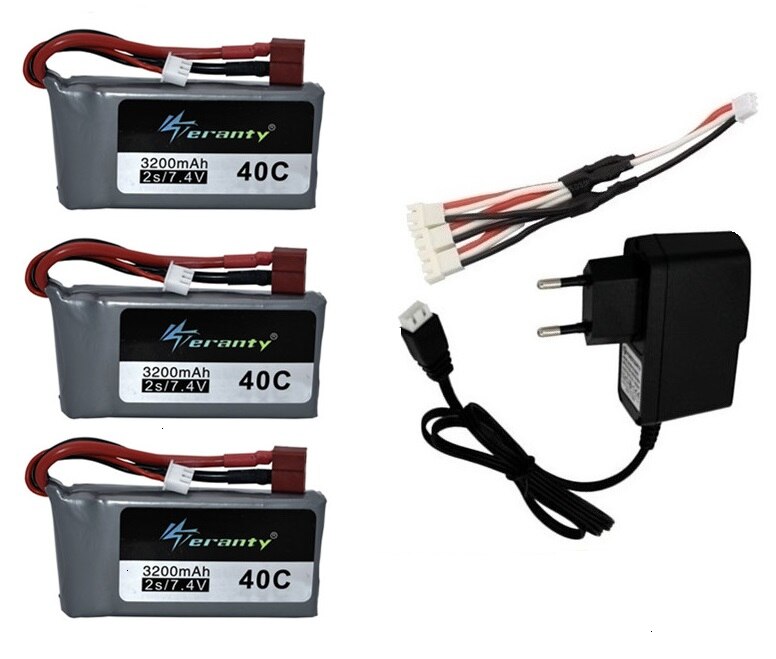 7.4v 3200mah Lipo batterie pour Wltoys 12428 12423 RC quatre roues RC véhicule voiture 1500mAH 7.4v batterie Feiyue 03 Q39 RC partie chargeur