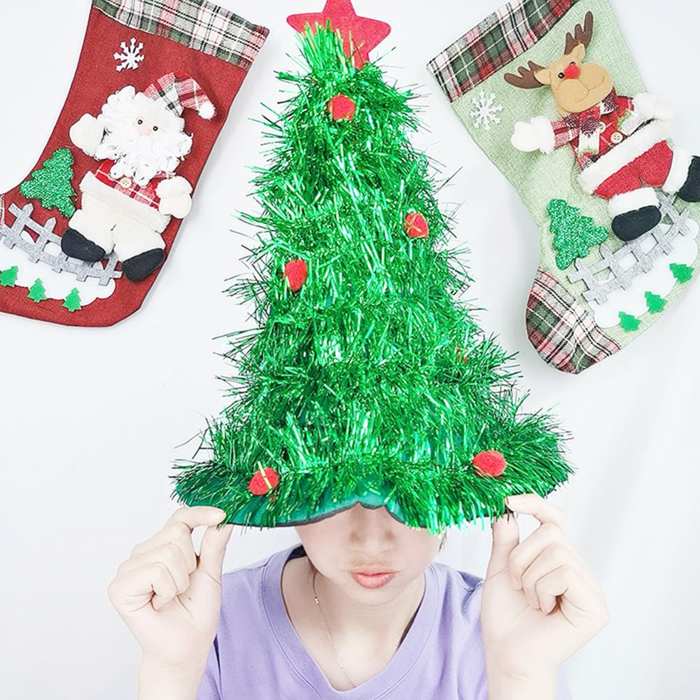 Glimmende kerstversiering met kerstversiering voor volwassenen en kinderen, kerstfeest, kostuumdecoratie, schattige kerstmutsen