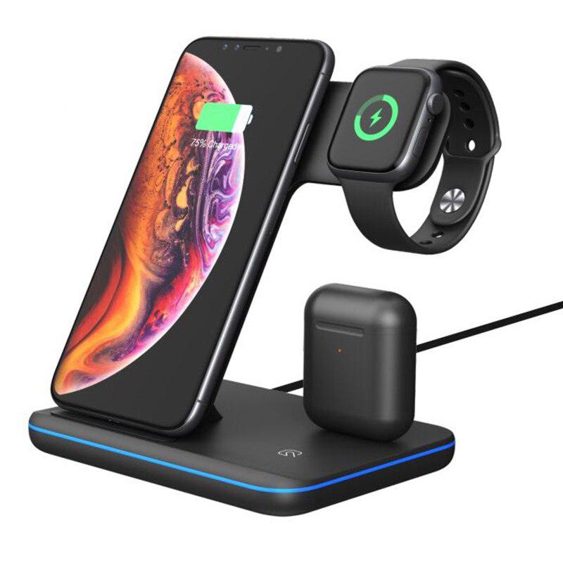 3 In 1 Universele 15W Qi Draadloze Oplader Voor Iphone 11 Pro Max Snel Opladen Usb Dock Station Stand voor Apple Airpods Horloge 4 3 2